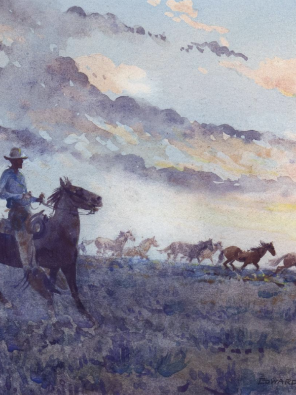 EDWARD BOREIN (1872-1945), MUSTANG ROUND UP