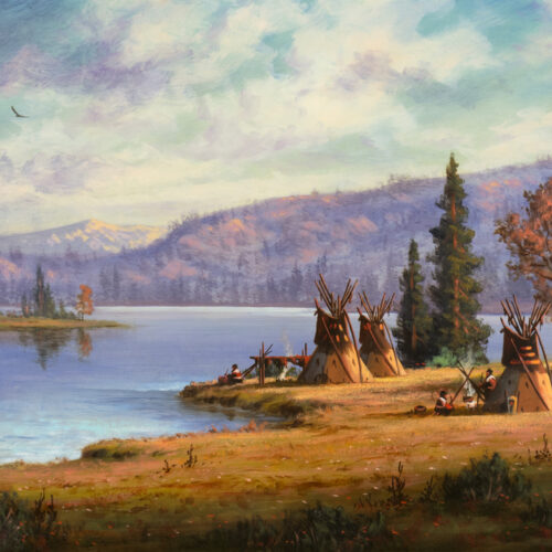 Camp By The Big Lake By Artist Heinie Hartwig