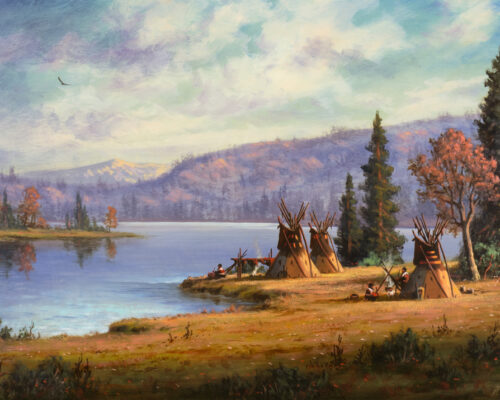 Camp By The Big Lake By Artist Heinie Hartwig