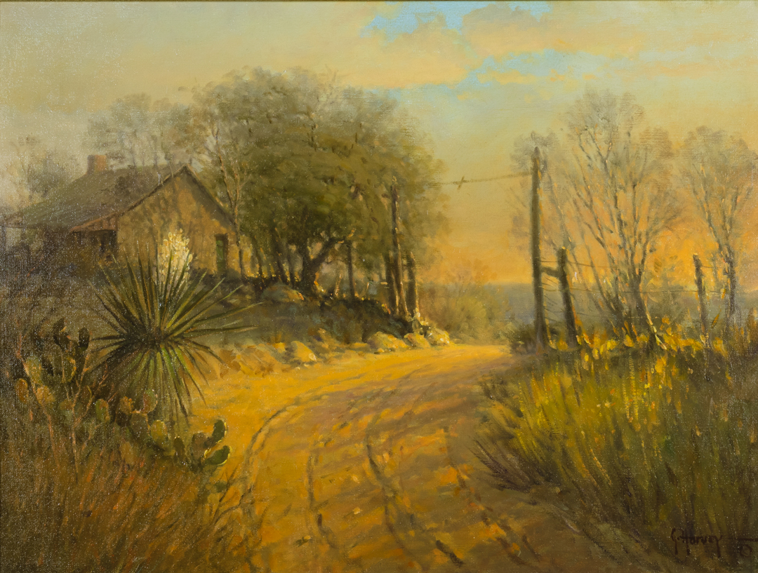 G. Harvey (1933-2017) Country Road oil on linen 18 1/8 x 24 18