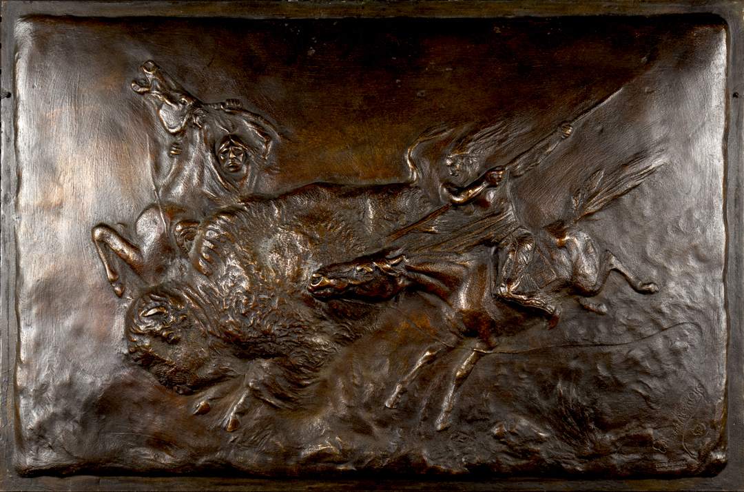 Edward Kemeys (1843-1907) Buffalo Hunt, 1894 bronze