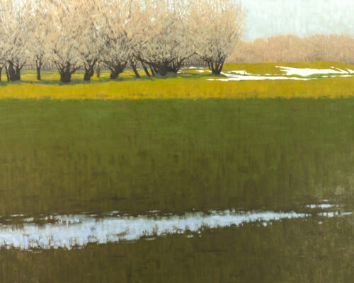 Jared Sanders (1970- ) Spring Field, 1997 Oil On Board 48 1/4 X 60 1/4