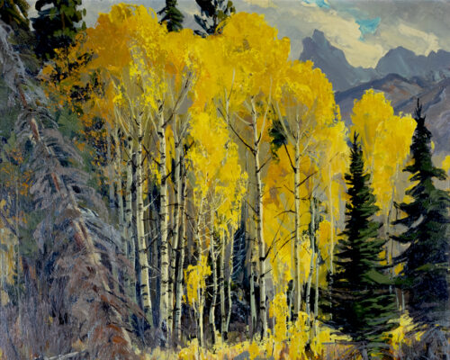 Conrad Schwiering (1916-1986) Mountain Gold Oil On Board 38 X 32