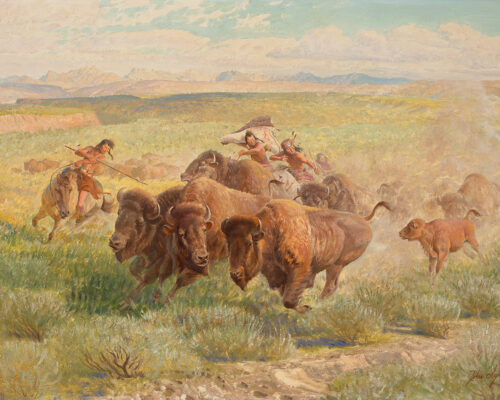 Clymer-John-1907-1989-Buffalo-Hunt-oil-on-canvas