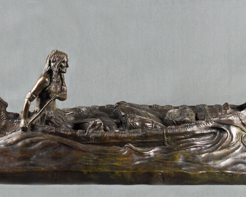 Elwell-R.-Farrington-1974-1962-Indian-in-a-Canoe-bronze