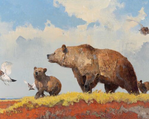 Kuhn-Bob-1920-2007-A-Walk-On-The-Tundra-Grizzly-Bears-and-Ptarmigans-Acrylic-on-board-20-x-30.jpg