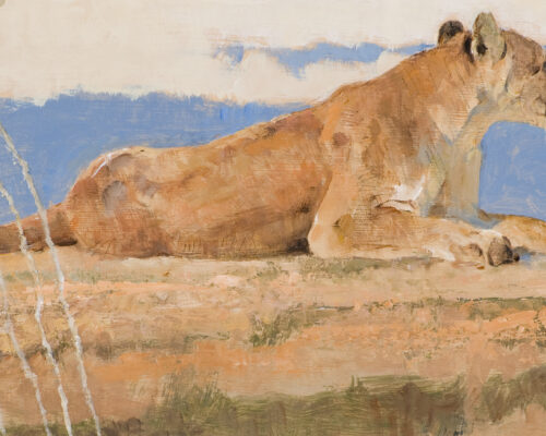 Kuhn-Bob-1920-2007-Lookout-Rock-Cougar-acrylic-on-board-8-x-14-inches