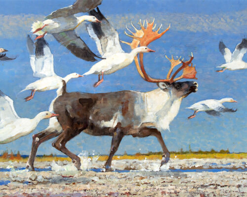 Kuhn-Bob-1920-2007-Midst-Flap-and-Clatter-acrylic-on-masonite Caribou