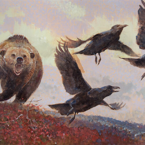 Kuhn-Bob-1920-2007-No-Free-Lunch-acrylic-on-masonite Grizzly And Ravens