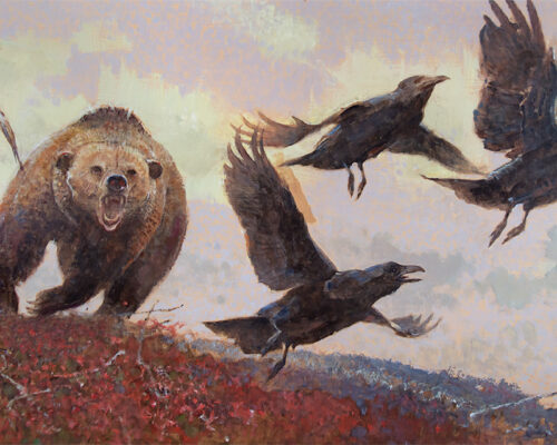 Kuhn-Bob-1920-2007-No-Free-Lunch-acrylic-on-masonite Grizzly And Ravens