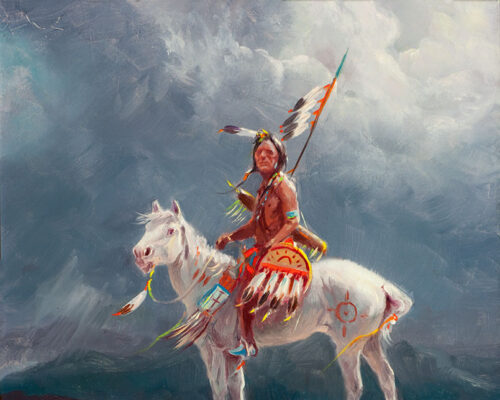 Wieghorst-Olaf-1899-1988-Sioux-Warrior-oil-on-board-