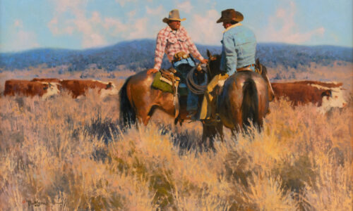 Dan Mieduch, Tired Cattle And Sore Keesters, Oil On Board