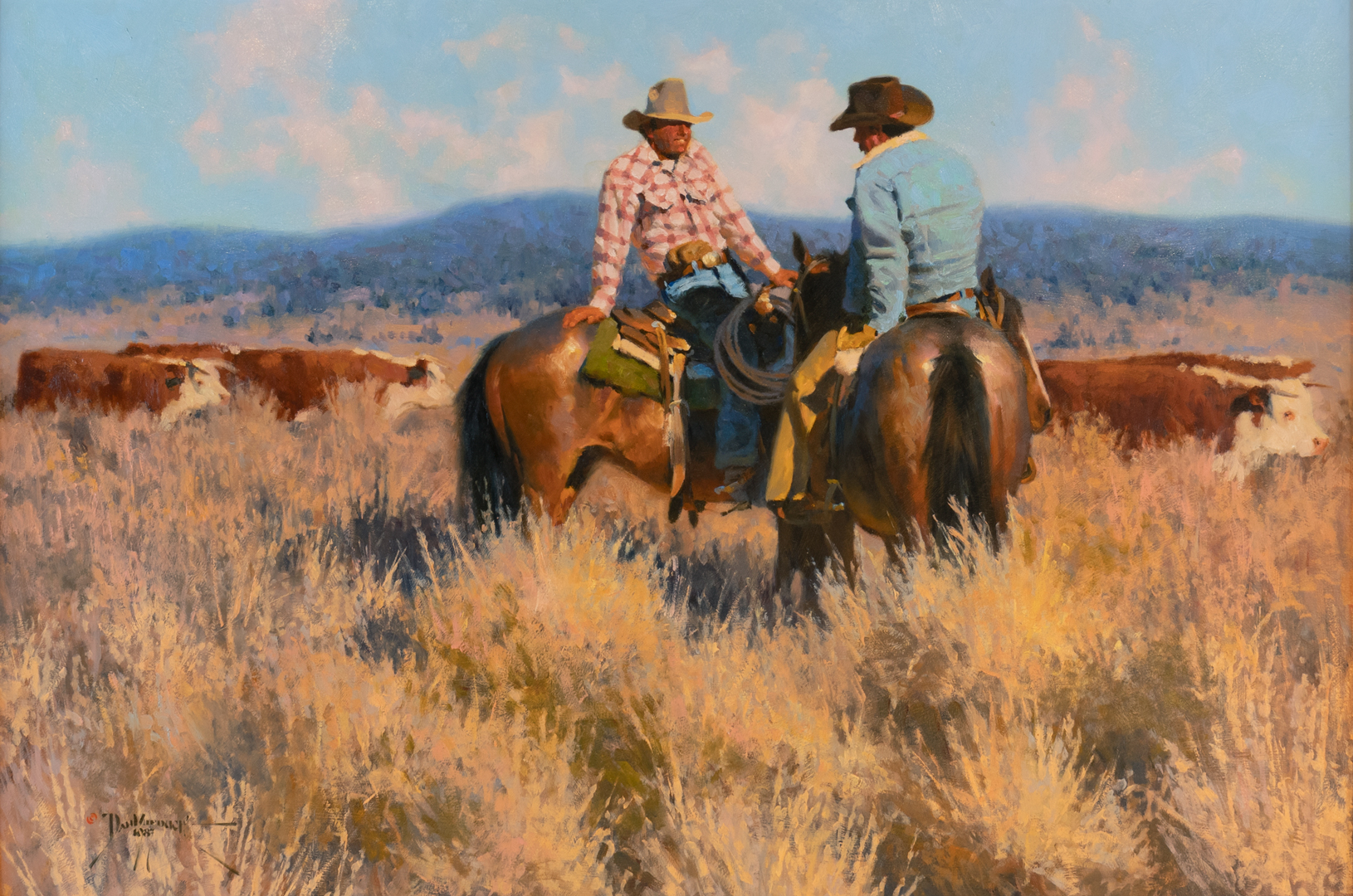 Dan Mieduch, Tired Cattle and Sore Keesters, oil on board