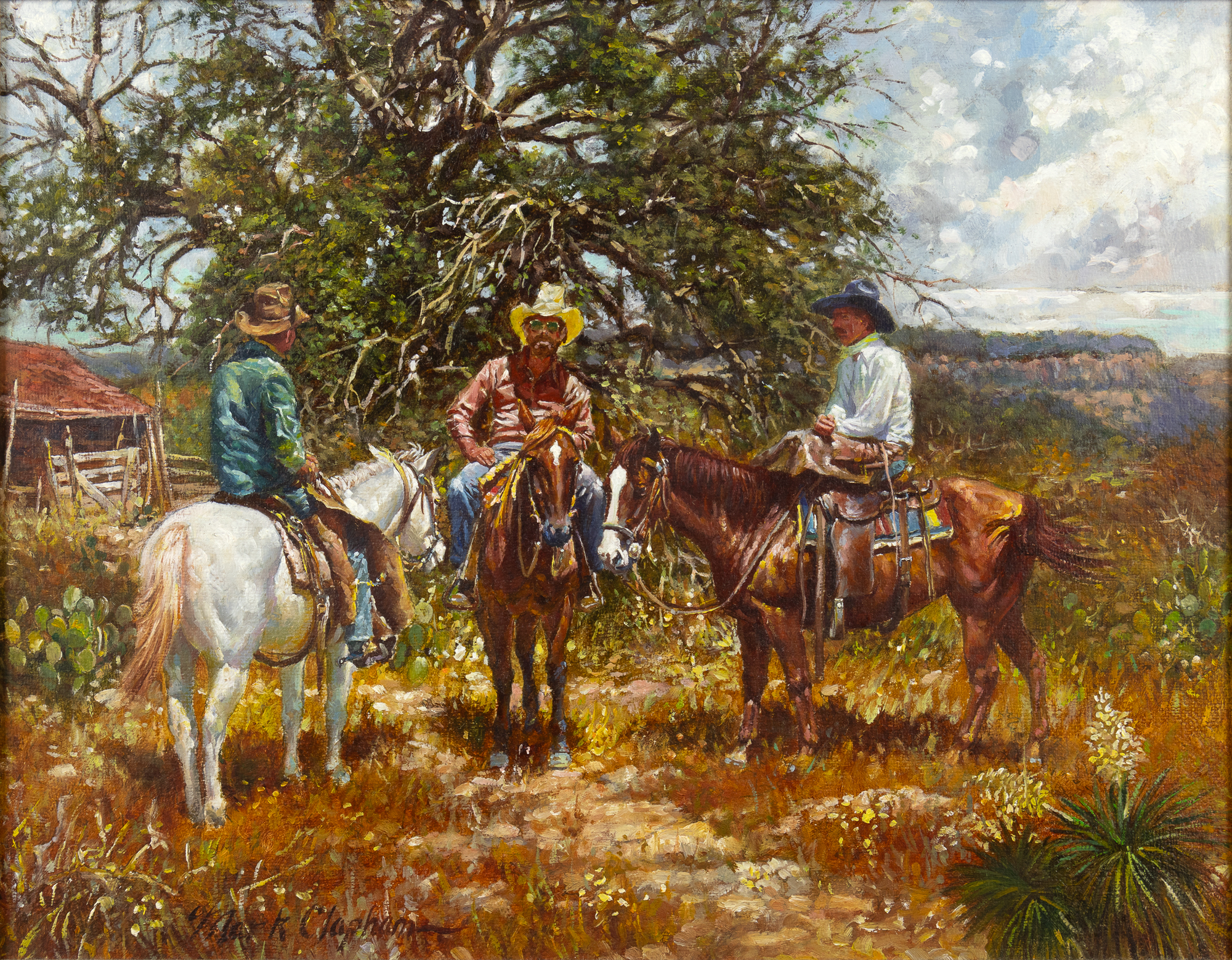 Mark Clapham (1948-2012) Hill Country Trilogies oil on canvas 11 x 14