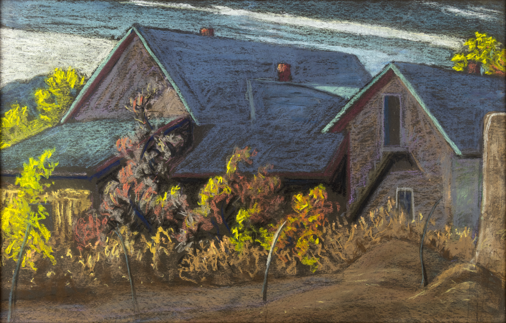 Albert Herman Schmidt (1885-1957) Blue Roof pastel on paper 12 1/8 x 19 1/8