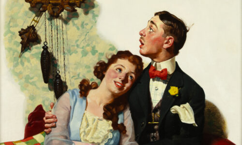 Norman Rockwell (1894-1978) Courting Couple At Midnight Oil On Canvas