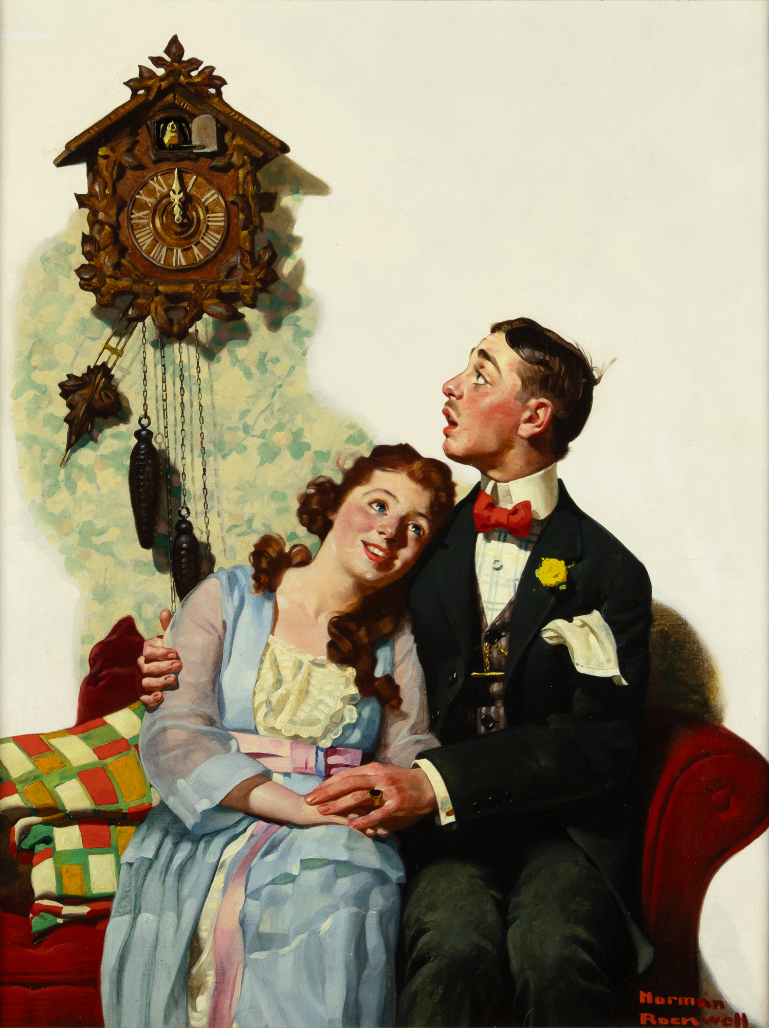 Norman Rockwell (1894-1978) Courting Couple at Midnight oil on canvas