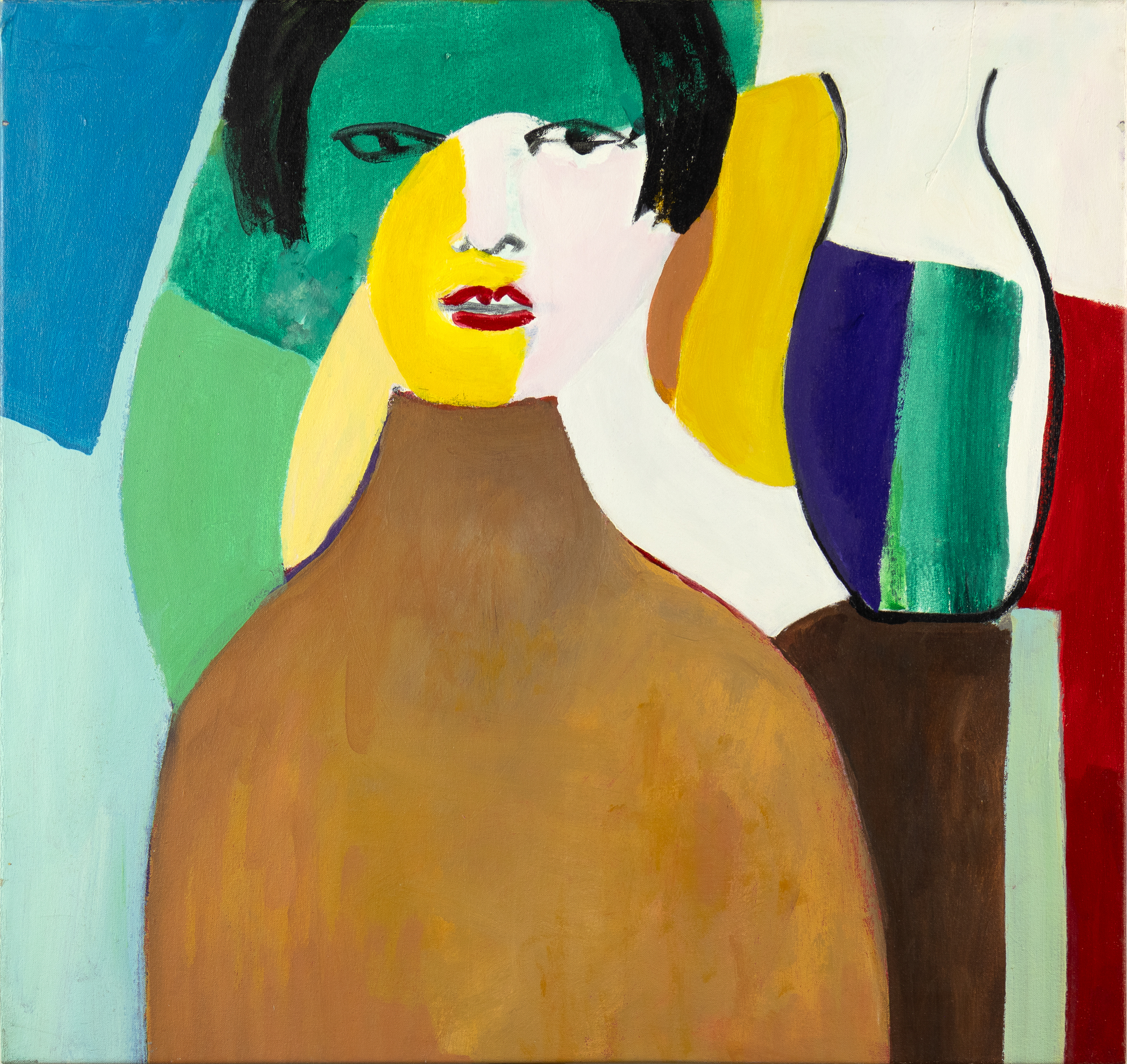 Harold Garde (1923-2022) Black Hair, 2007 acrylic on canvas 25 3/4 x 28