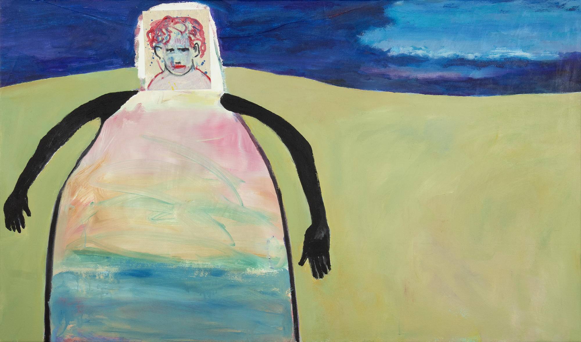 Harold Garde (1923-2022) Search, 2007 acrylic and strappo on canvas 42 x 70