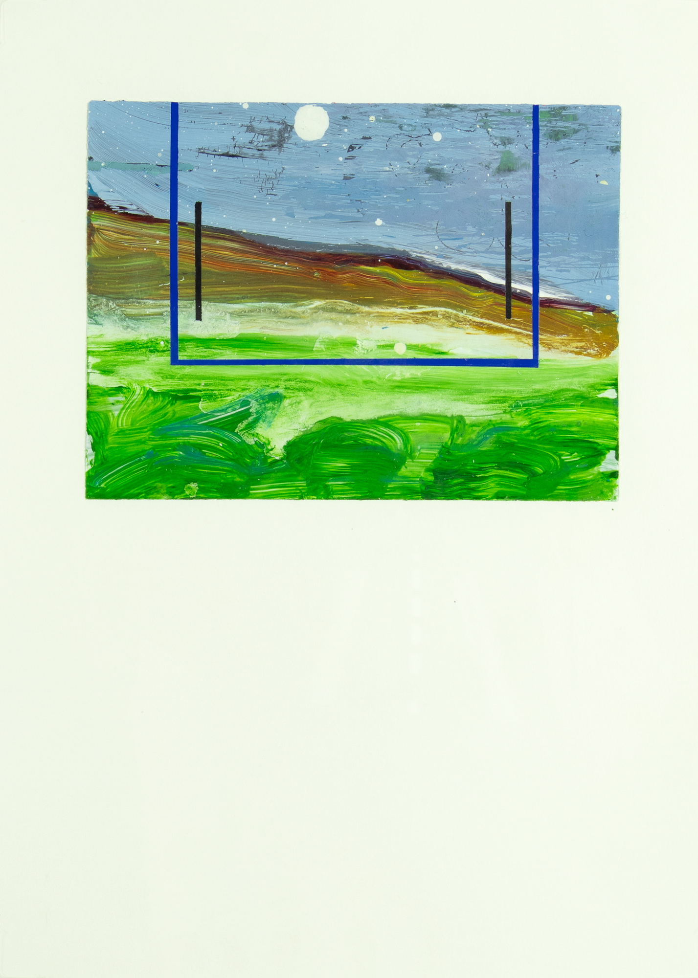 Harold Garde (1923-2022) Untitled (Landscape with Moon) strappo on paper 15 x 11