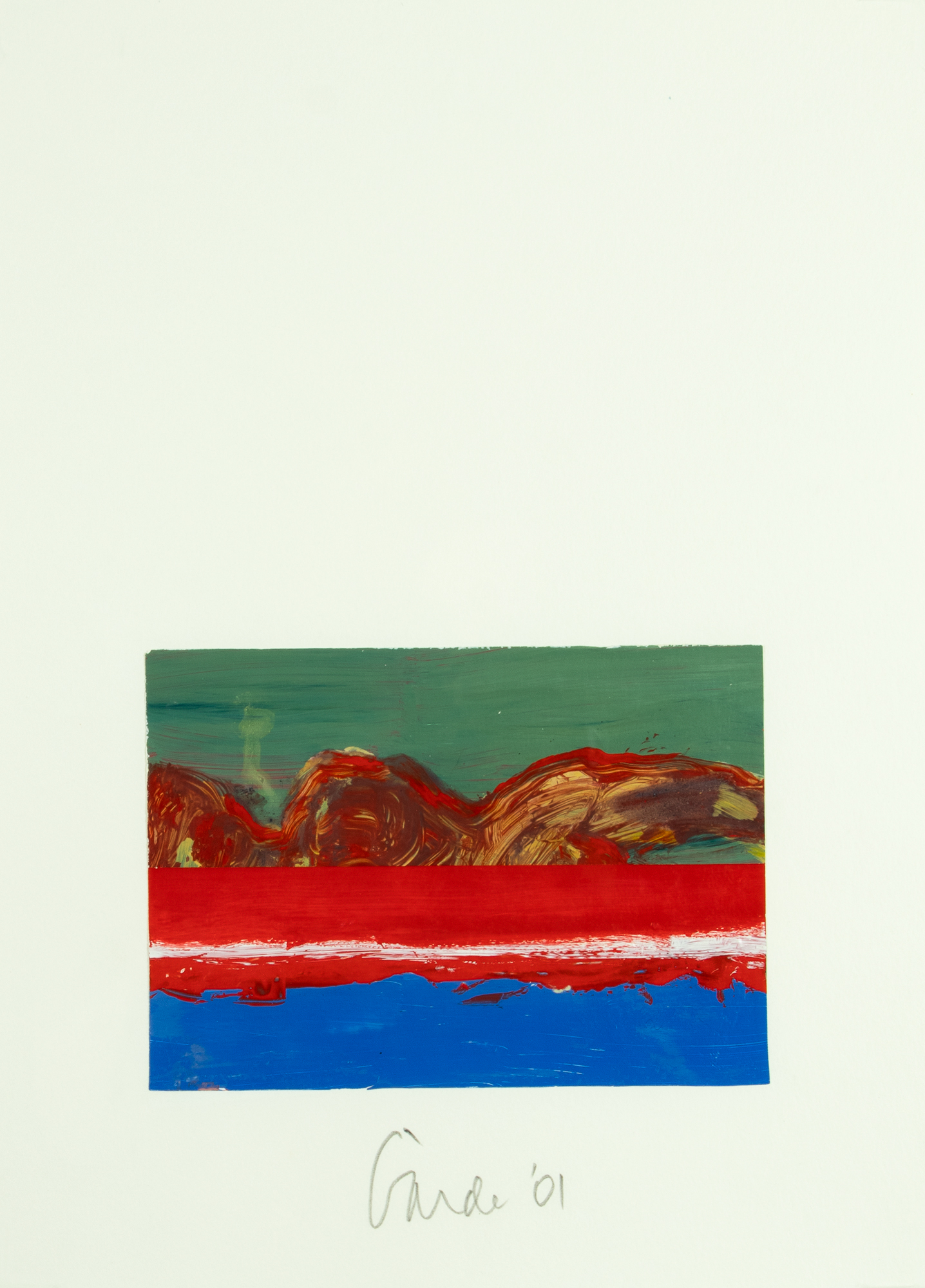 Harold Garde (1923-2022) Untitled (Landscape), 2001 strappo on paper 14 3/4 x 10 3/4