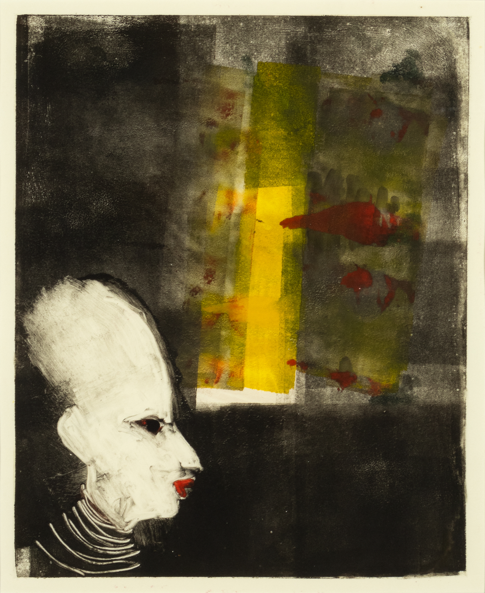 Harold Garde (1923-2022) Red Lips monotype on paper 13 x 10 1/2
